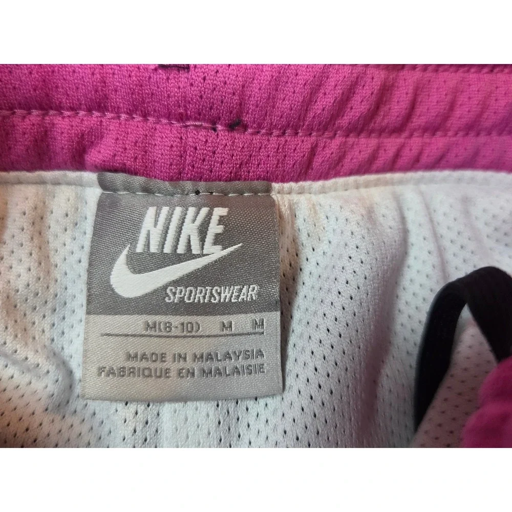 Nike Sportswear Track Pants Black Pink White Stripe Lined Womens Medium 8-10